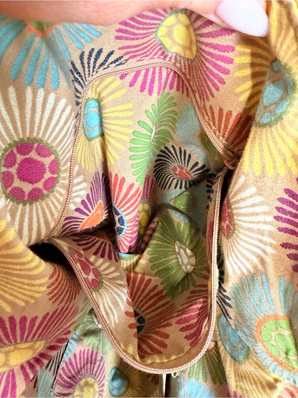 Fossil Multicolor Chevron Straw Tote with Brown Leather Handles - Picture 7 of 8